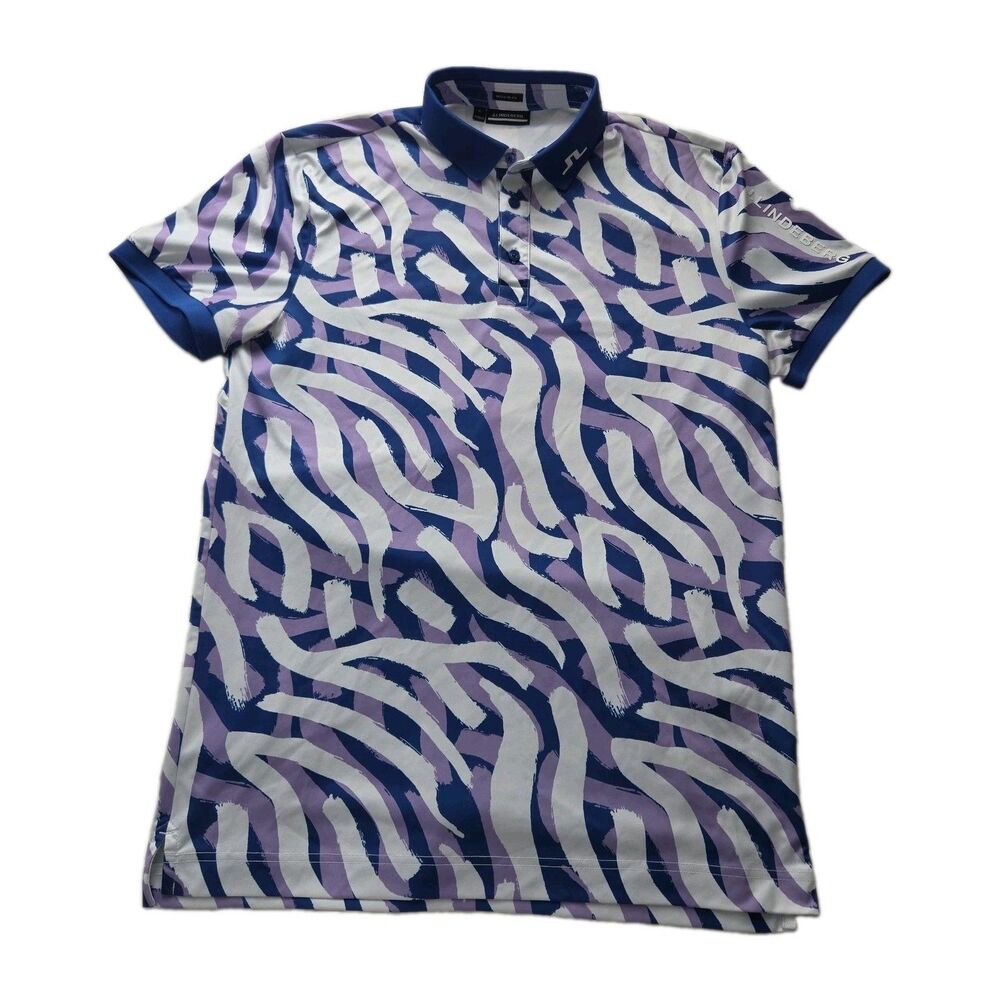 J Lindeberg Men's SHIRT POLO Tour Tech Regular Fit Golf Purple Sz M Medium NEW